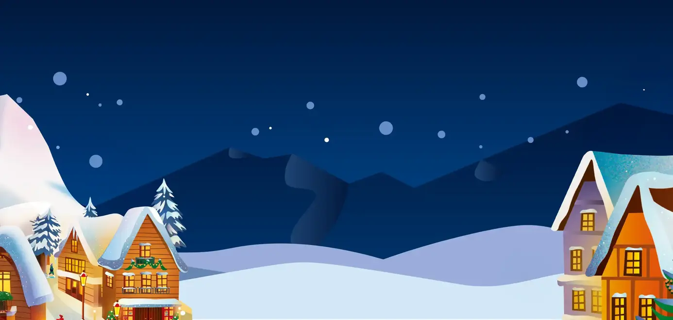 December Kalender winters landschap met huisjes 